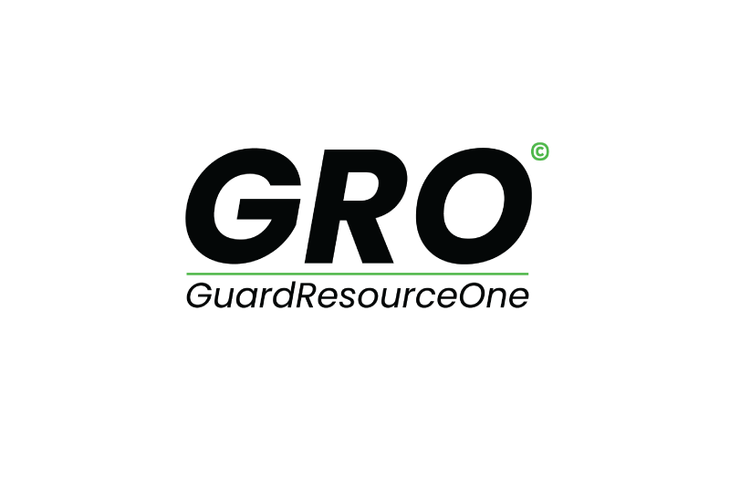 GRO GuardResourceOne logo with bold italic letters and a green underline