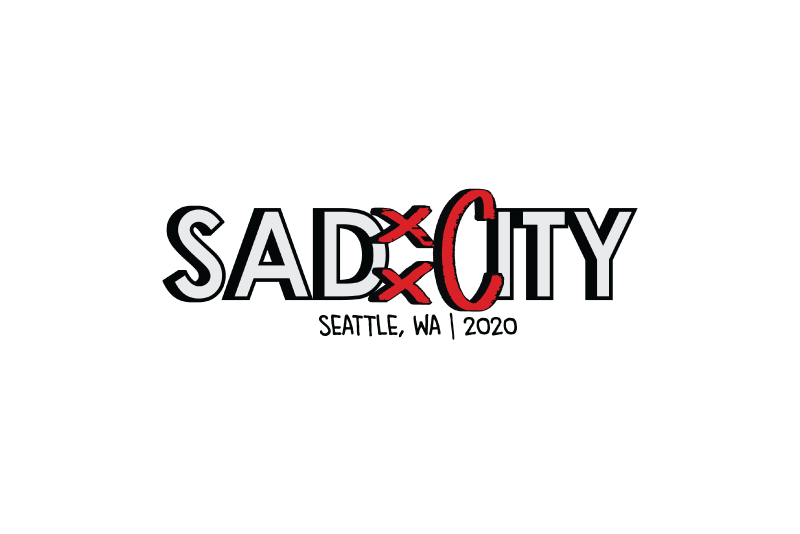 Sad City Seattle WA 2020 layered streetwear logo with red X marks